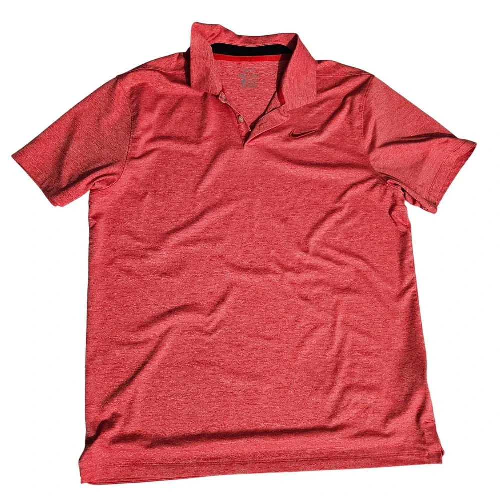 Nike Dri-FIT Mens Golf Polo Shirt Red Heathered Short Sleeve Size Large
